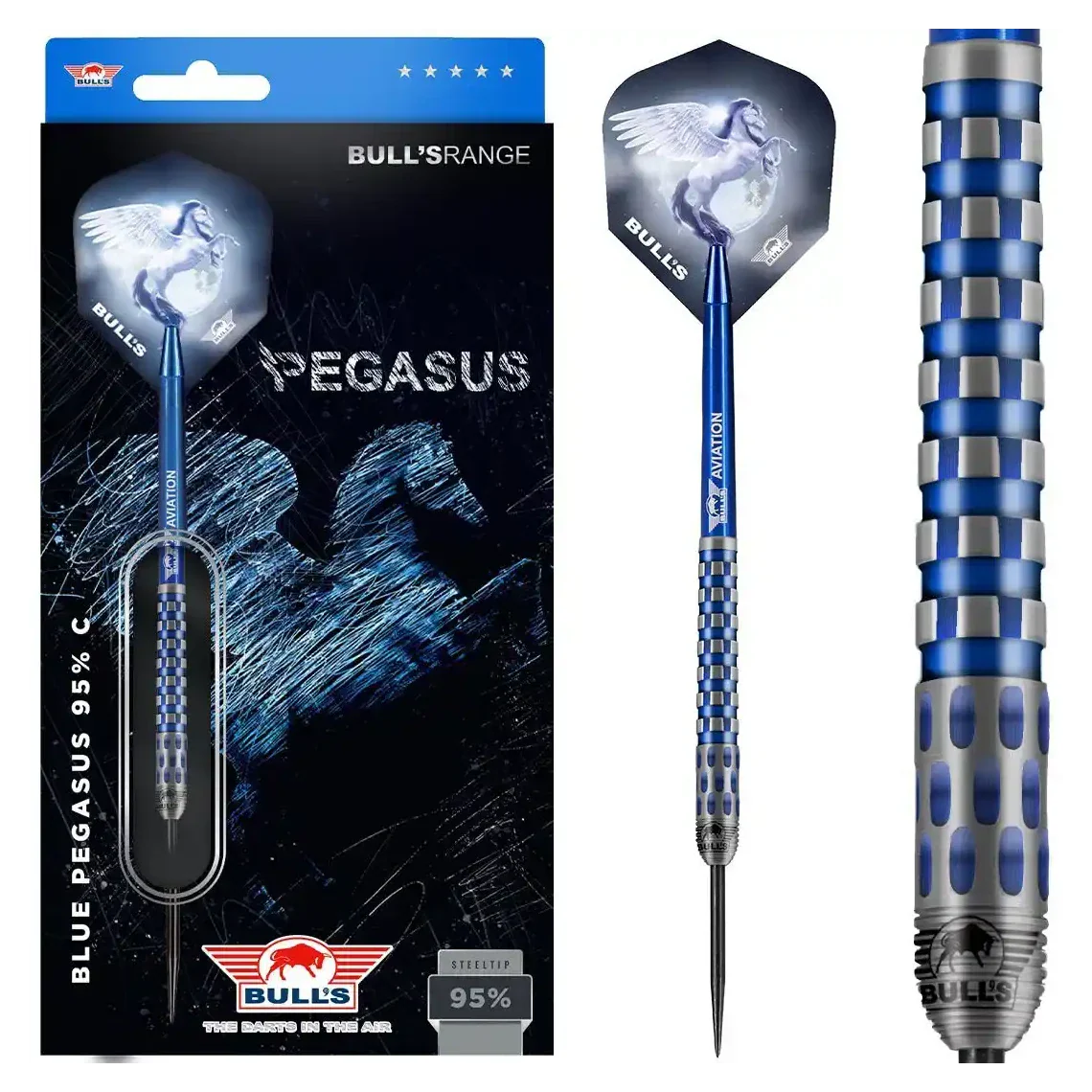 Bulls NL Blue Pegasus C 95% Tungsten Steel Tip Darts - 22g - Image 5