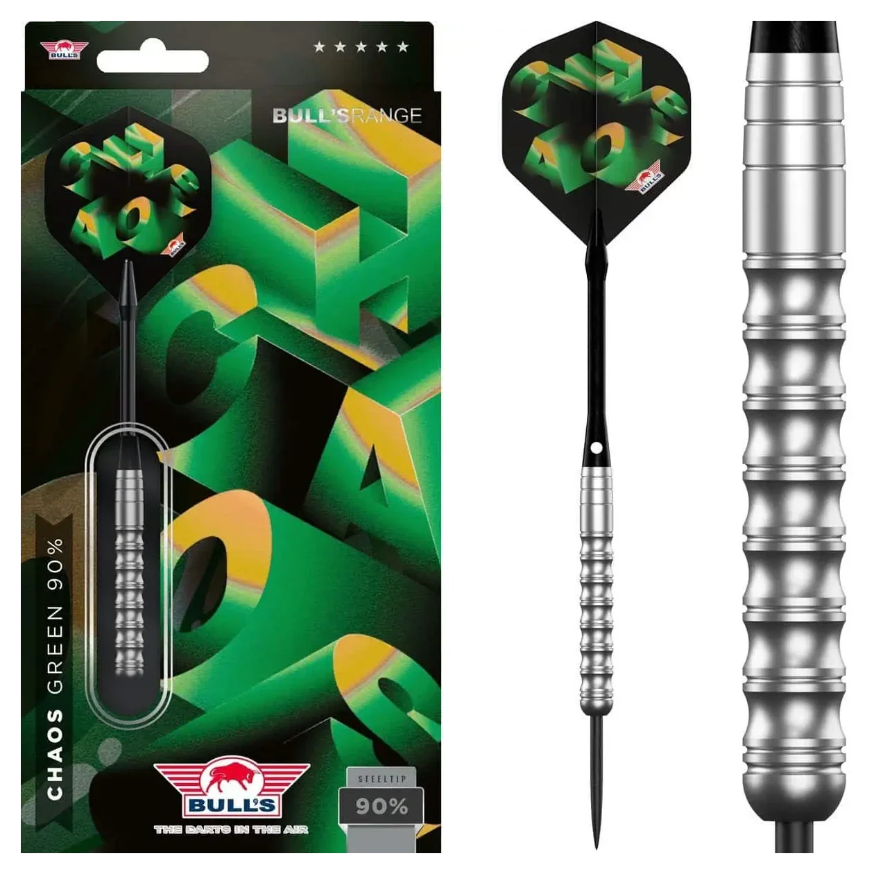 Bulls NL Chaos Green 90% Tungsten Steel Tip Darts 20g - Image 6