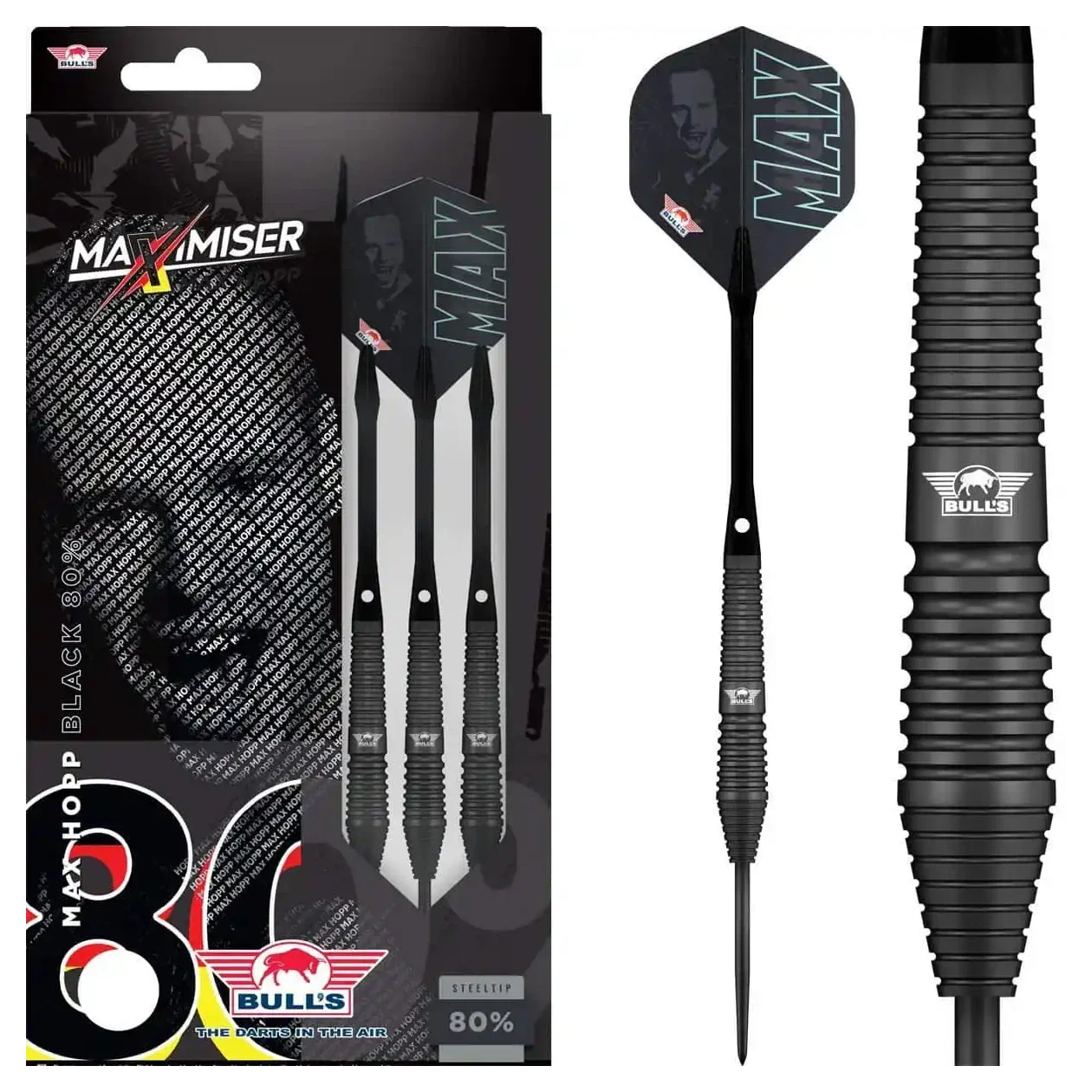 Bulls NL Max Hopp 80% Black Tungsten Steel Tip Darts 22g - Image 6