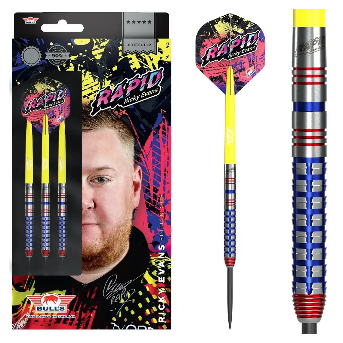 Bulls NL Ricky Evans Edition 1 90% Tungsten Steel Tip Darts 24g - Image 6