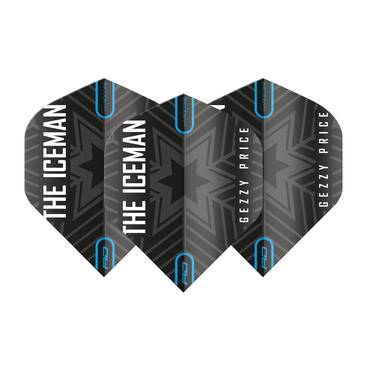 Red Dragon Hardcore Gerwyn Price Black & Grey Snowflake Standard Extra Thick Dart Flights - Image 3