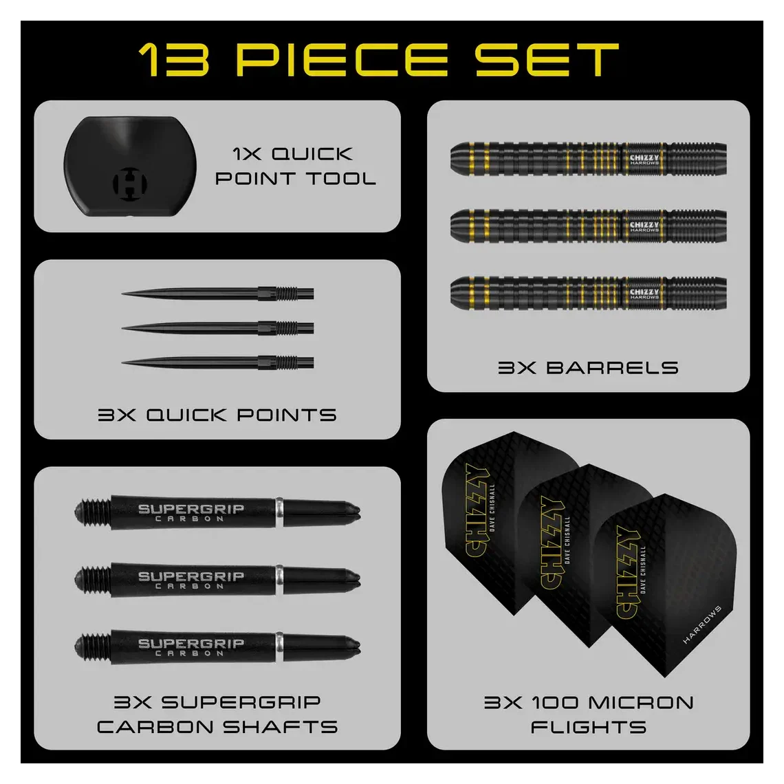 Harrows Chizzy Series 3 | Quick Point | 90% Tungsten Steel Tip Darts | 22g - Image 6