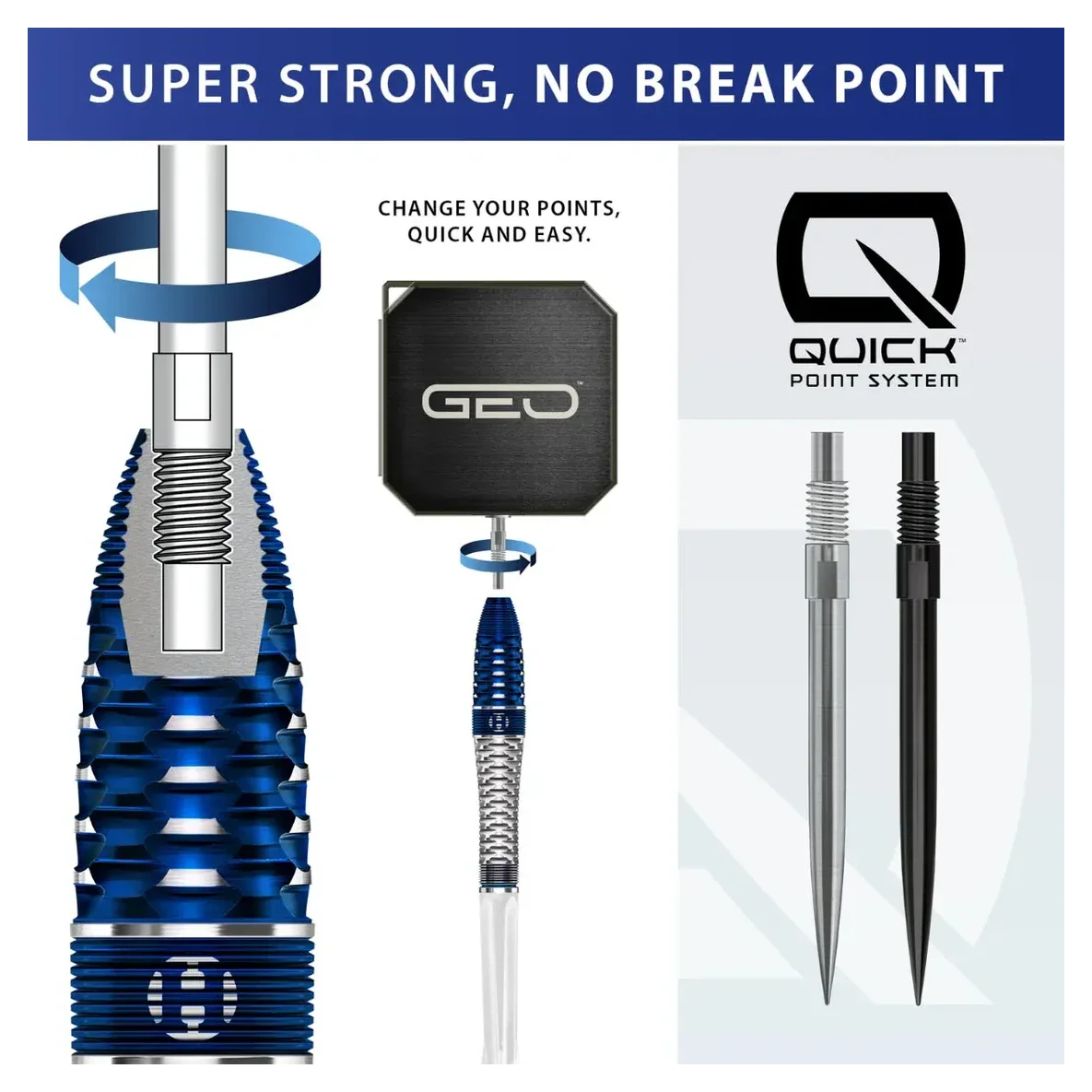 Harrows Geo 02 Torpedo Quick Point 90% Tungsten Steel Tip Darts 23g - Image 3
