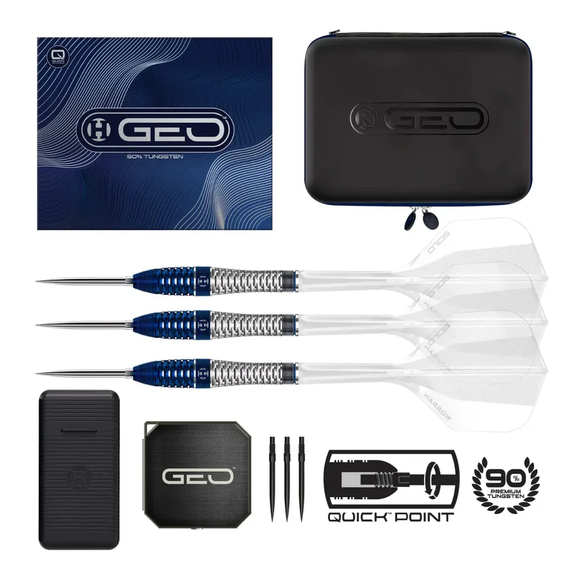 Harrows Geo 03 Bomb Quick Point 90% Tungsten Steel Tip Darts 23g - Image 5