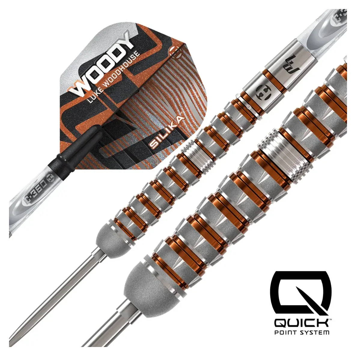 Harrows Luke Woodhouse Series 3 Quick Point 90% Tungsten Steel Tip Darts 23g - Image 2
