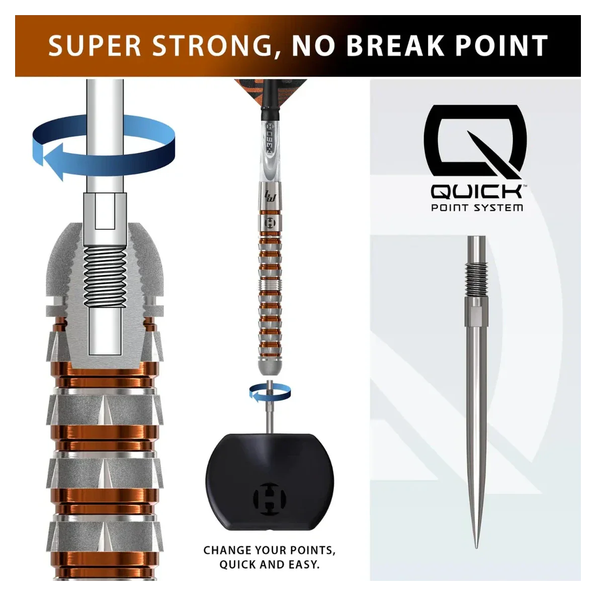 Harrows Luke Woodhouse Series 3 Quick Point 90% Tungsten Steel Tip Darts 23g - Image 3