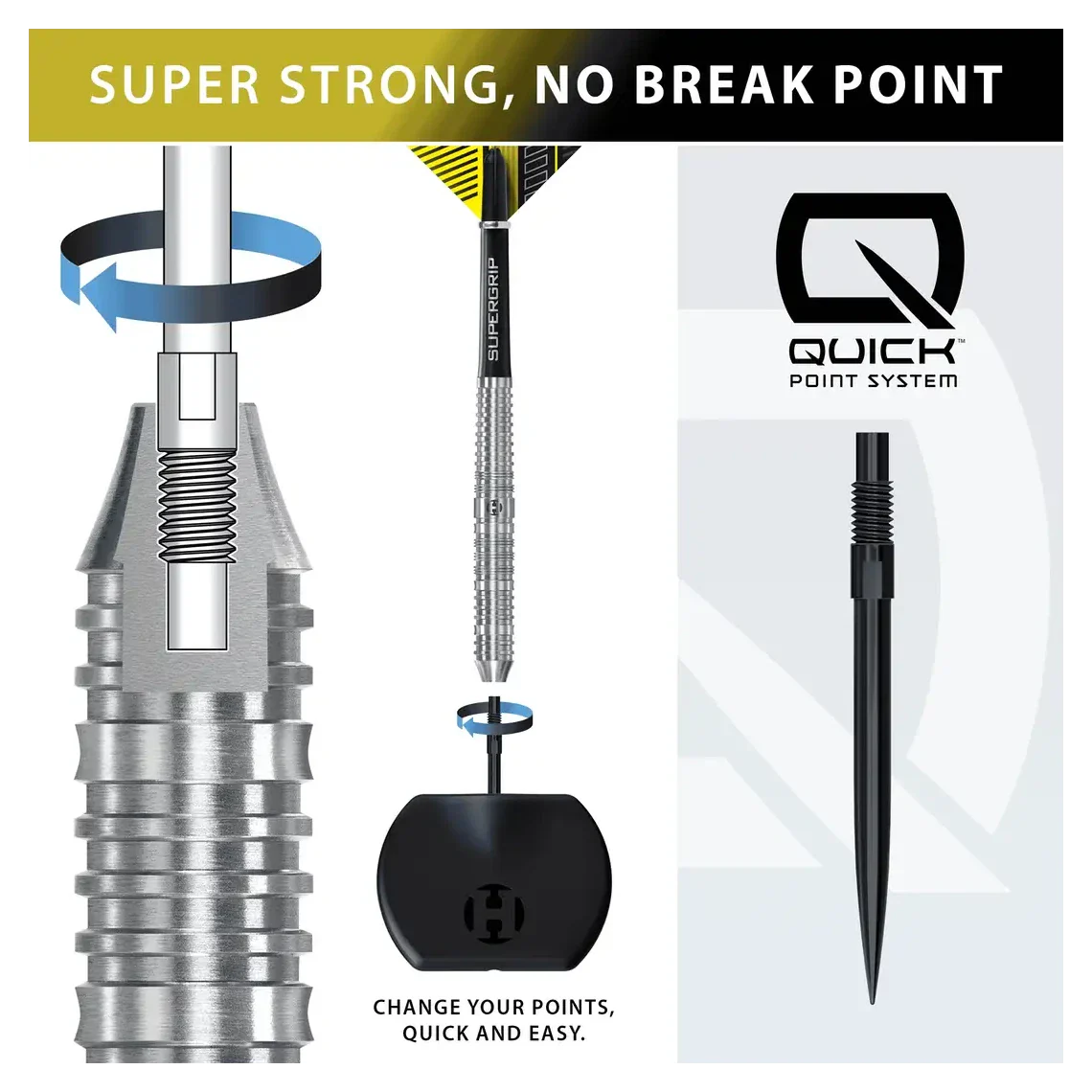 Harrows NX90 | Parallel | Quick Point | 90% Tungsten Steel Tip Darts | 23g - Image 3