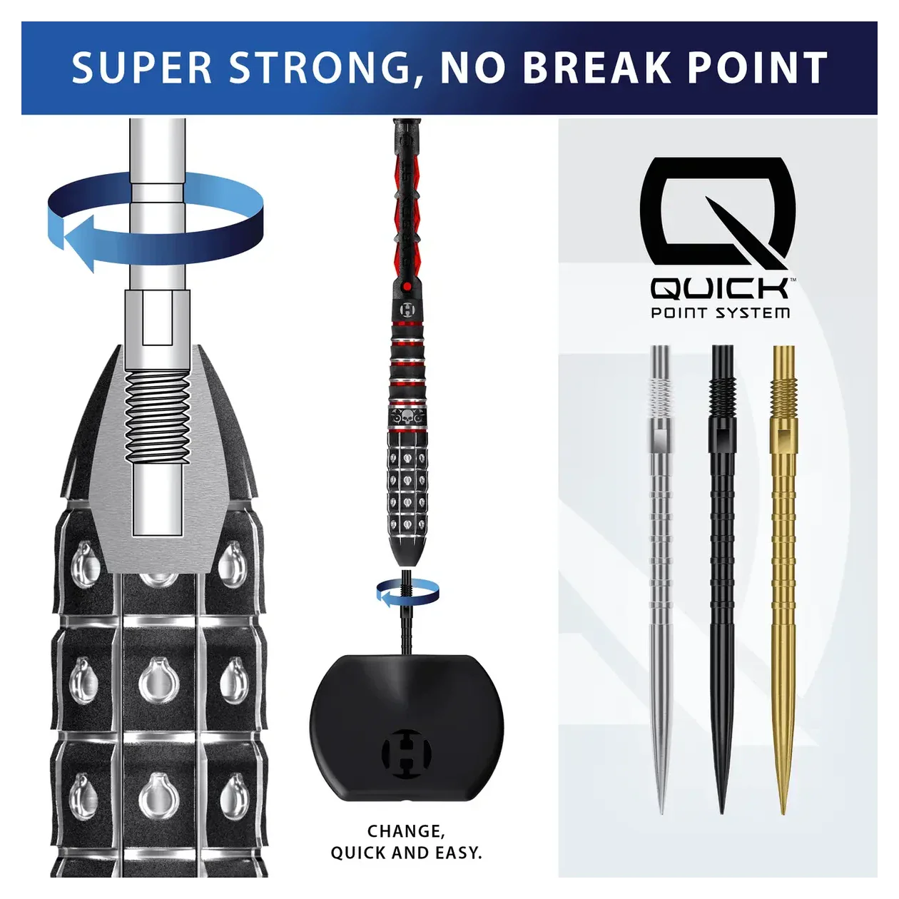 Harrows Quick Point | Heavy Metal Grip | Silver - Image 4