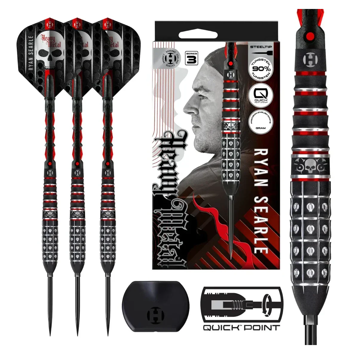 Harrows Ryan Searle Series 3 Quick Point 90% Tungsten Steel Tip Darts 23g - Image 3