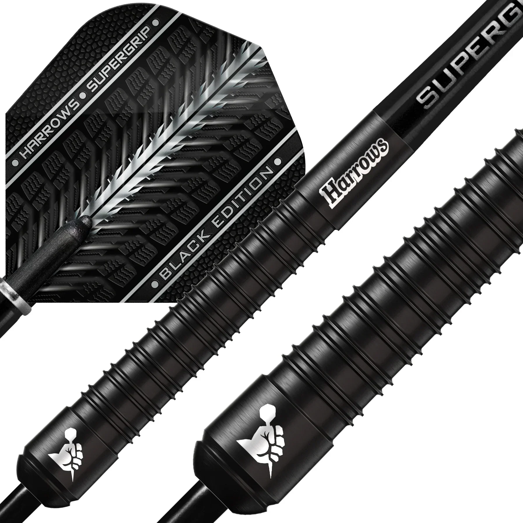 Harrows SUPERGRIP Black Edition 90% Tungsten Steel Tip Darts 24g - Image 3