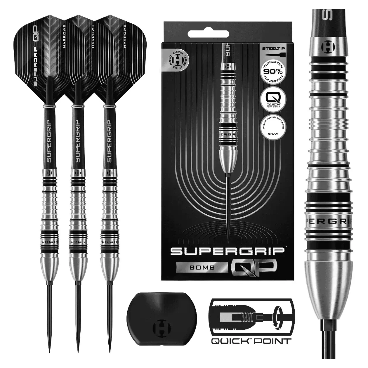 Harrows Supergrip QP Bomb 90% Tungsten Steel Tip Darts - 23g - Image 3