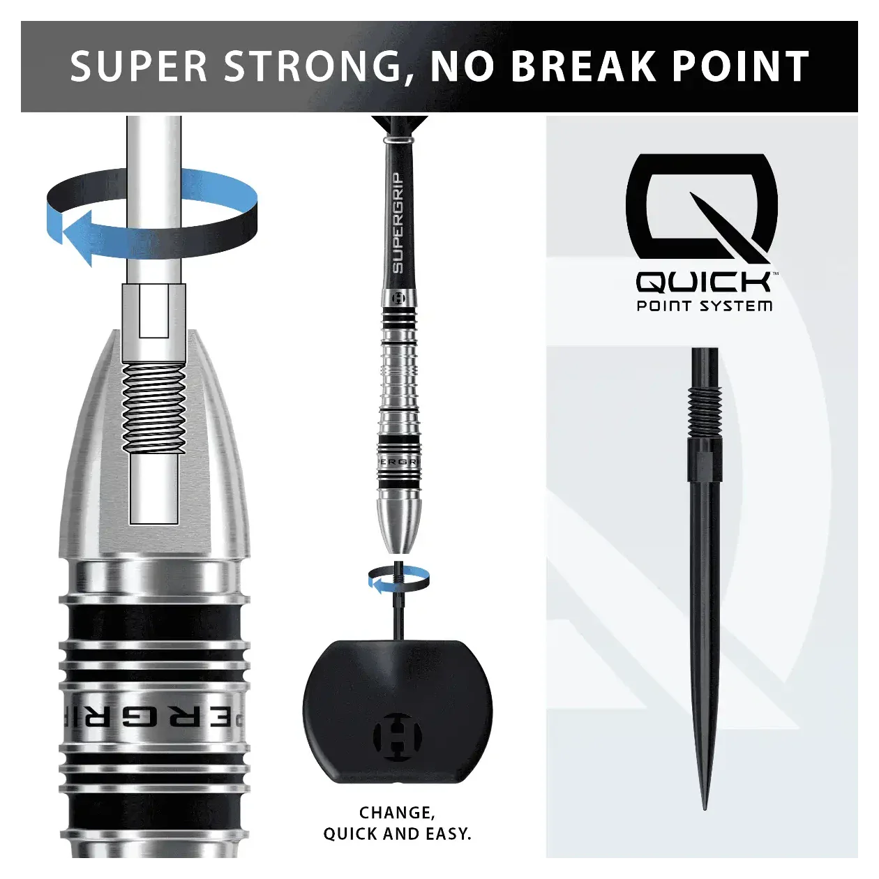 Harrows Supergrip QP Bomb 90% Tungsten Steel Tip Darts - 23g - Image 4