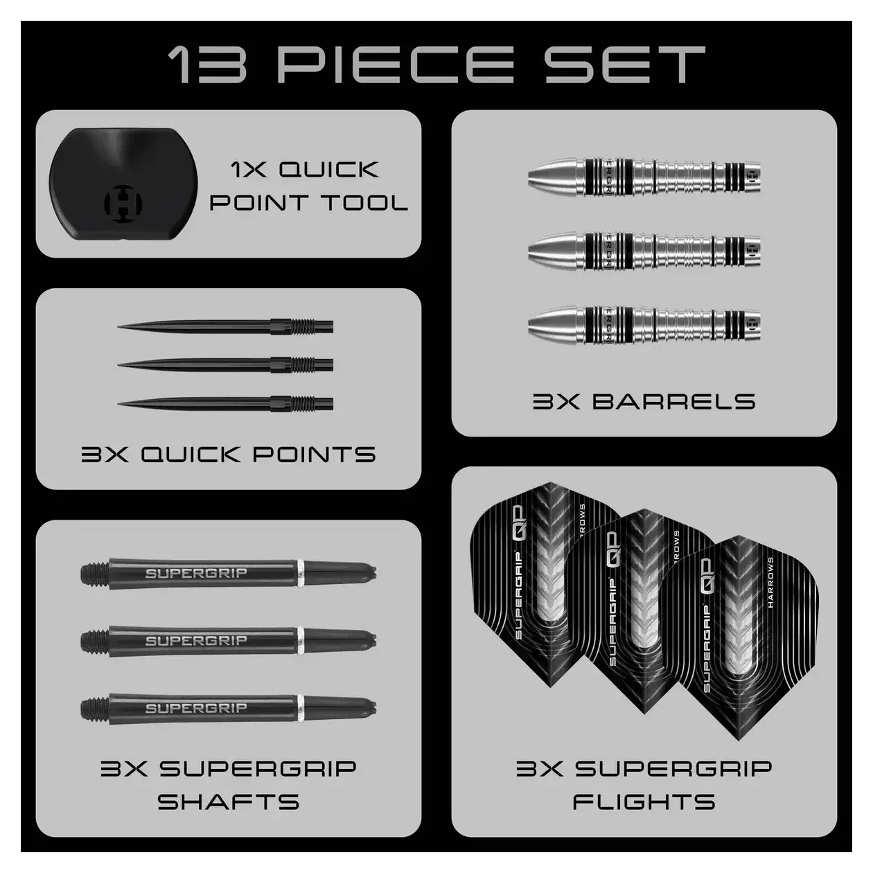 Harrows Supergrip QP Bomb 90% Tungsten Steel Tip Darts - 23g - Image 6