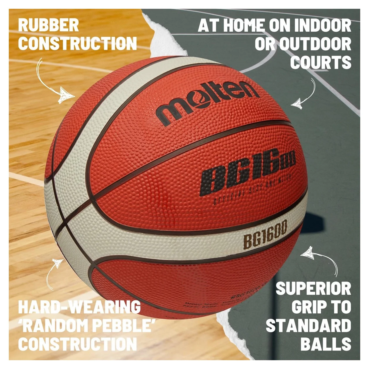 Molten BG1600 Basketball (Indoor & Outdoor) - Size 7 - Image 2