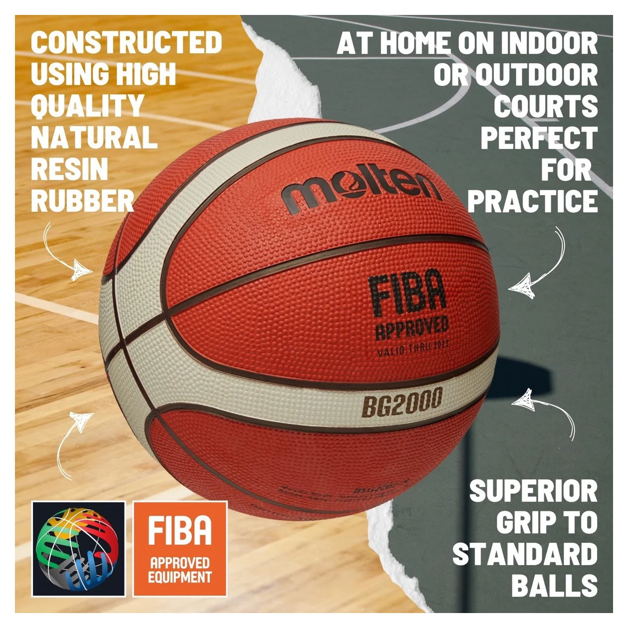 Molten BG2000 Basketball (Indoor & Outdoor) - Size 6 - Image 3