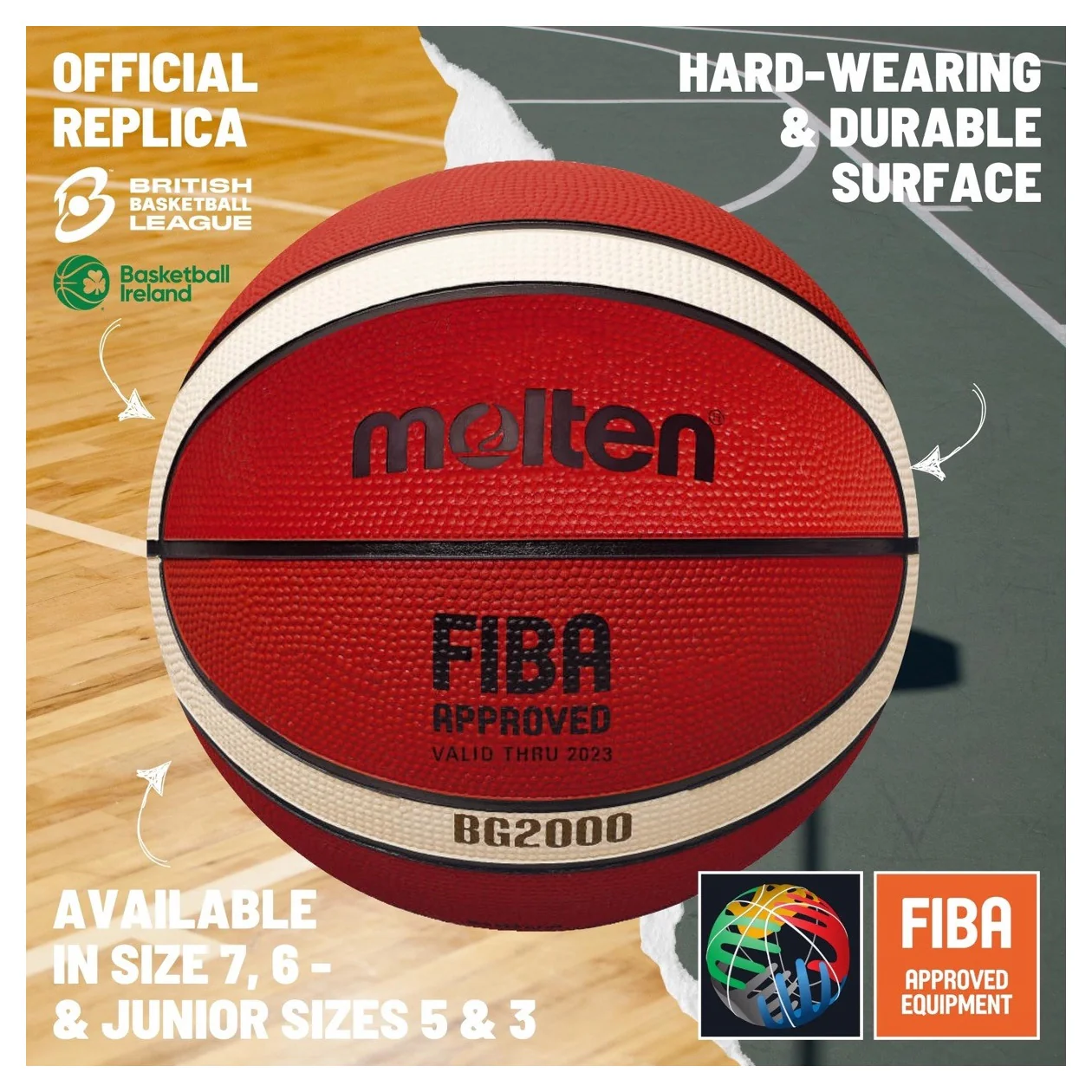 Molten BG2000 Basketball (Indoor & Outdoor) - Size 6 - Image 4