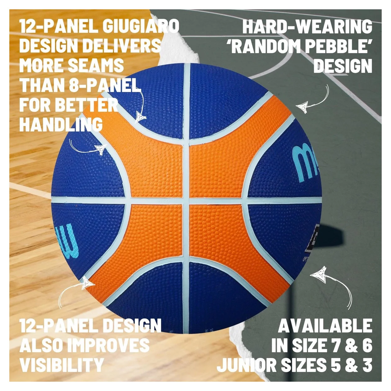 Molten BGR Rubber Basketball - Size 3 - Blue / Orange - Image 2