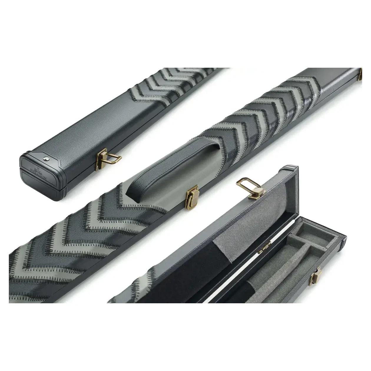 Peradon 3 Piece Black Grey Arrow Clubman Cue Case for ¾ Jointed Cues - Image 6