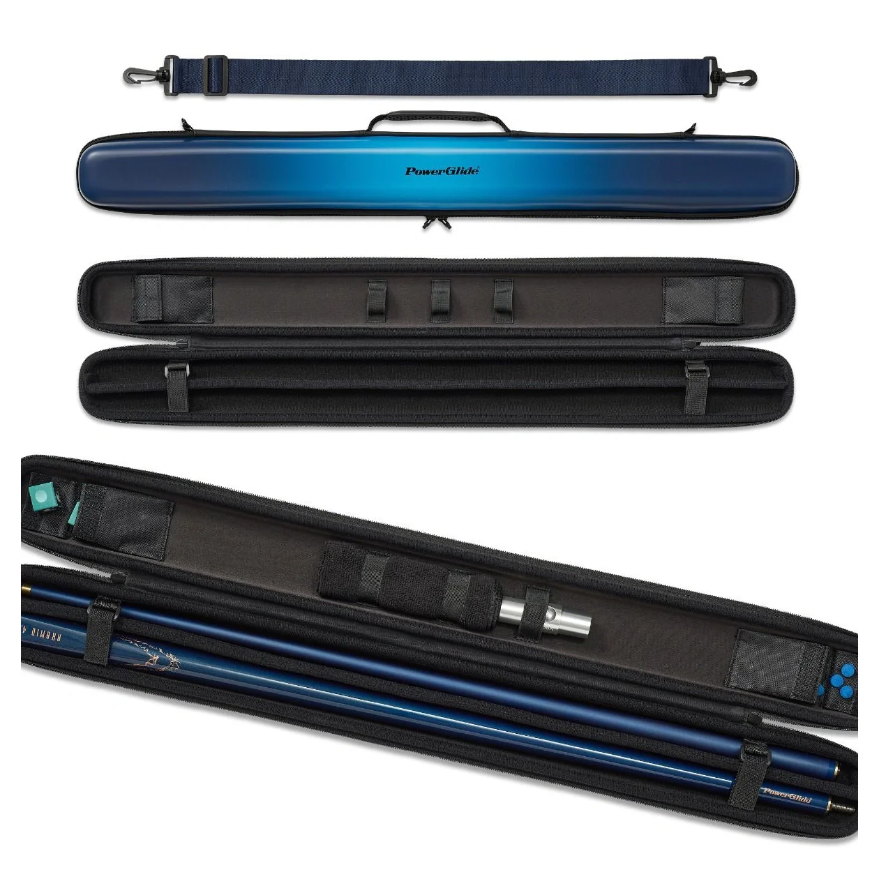 PowerGlide Svartur Blue 2 Piece Snooker Cue Case - Image 3