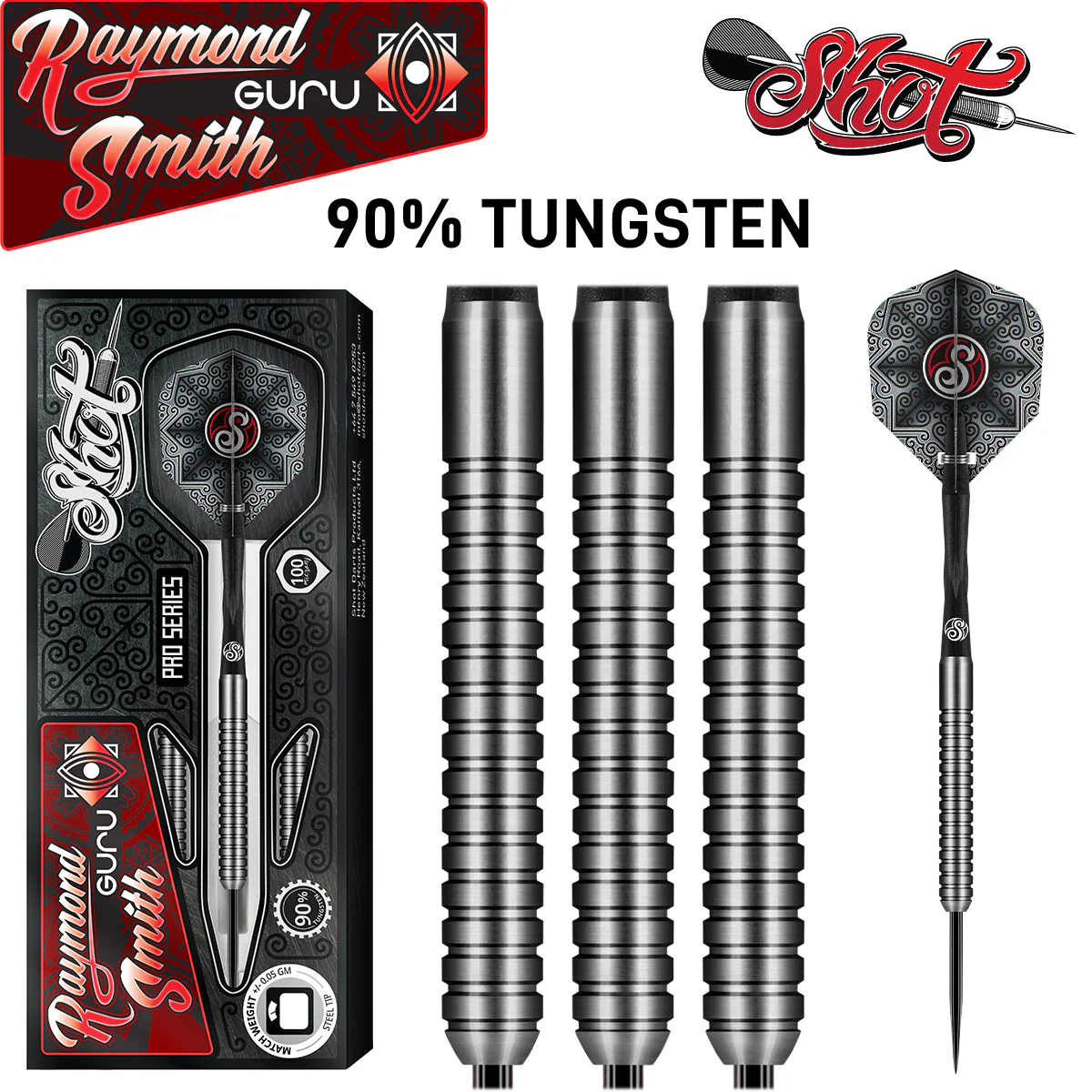 Shot Raymond Smith Pro Series "GURU" 90% Tungsten Steel Tip Dart Set 22g - Image 2