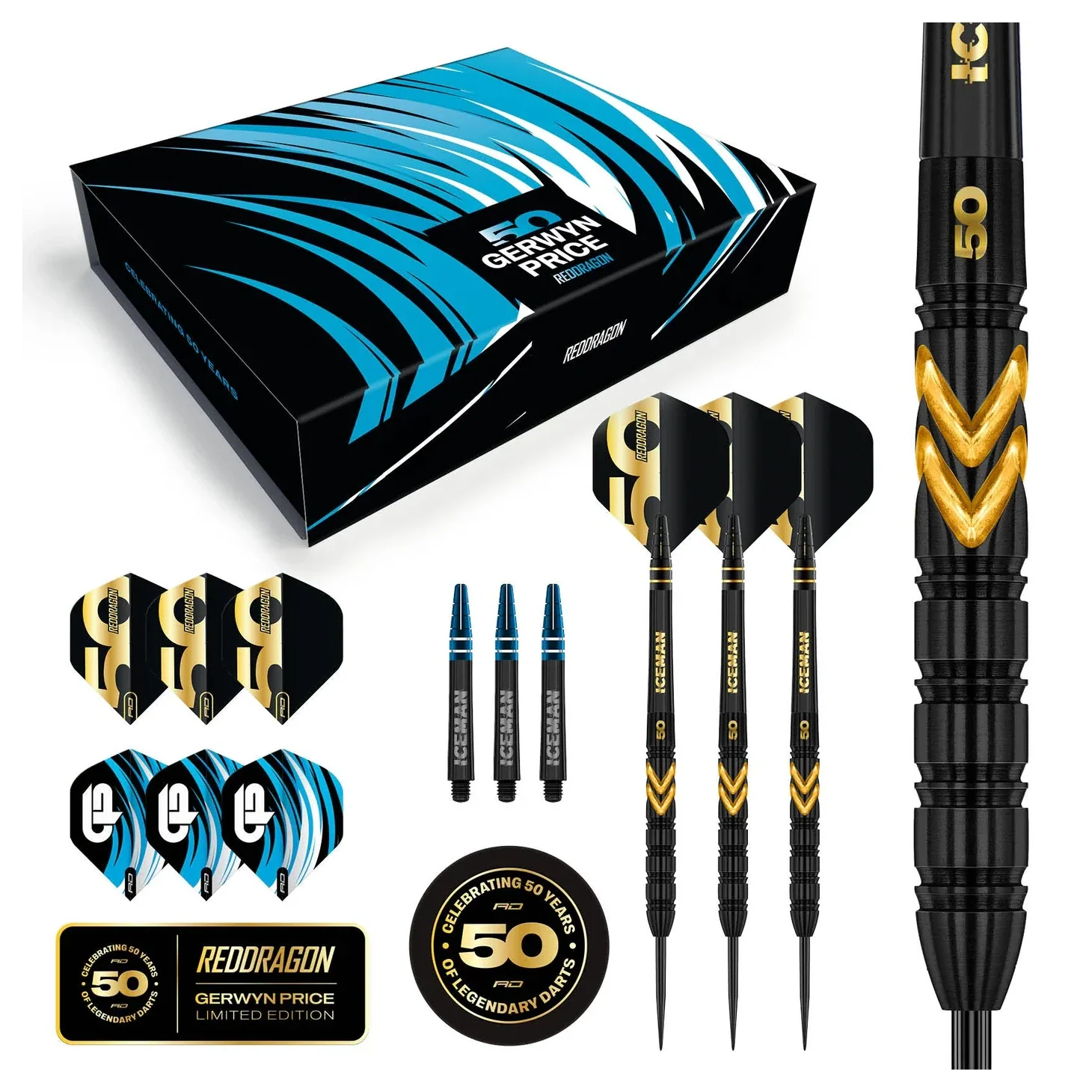 Red Dragon Gerwyn Price 50 Years Player Edition 90% Tungsten Steel Tip Darts 23 grams - Image 6