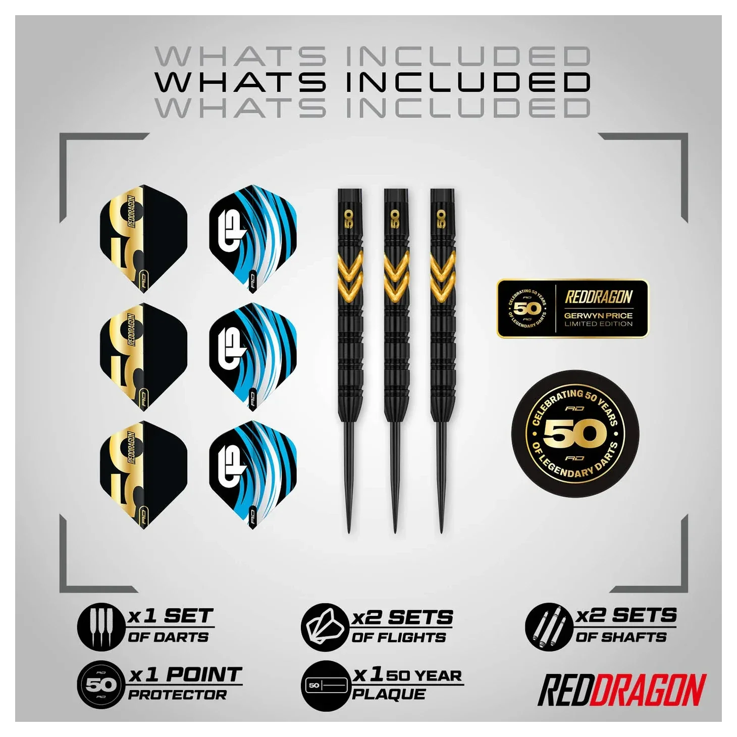 Red Dragon Gerwyn Price 50 Years Player Edition 90% Tungsten Steel Tip Darts 23 grams - Image 9