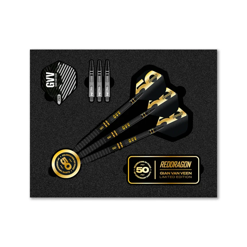 Red Dragon Gian Van Veen 50 Years Player Edition 90% Tungsten Steel Tip Darts 21 grams - Image 3