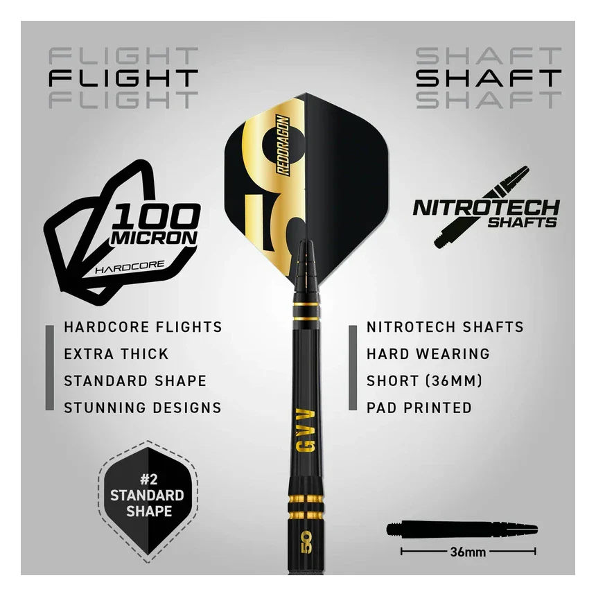 Red Dragon Gian Van Veen 50 Years Player Edition 90% Tungsten Steel Tip Darts 21 grams - Image 5