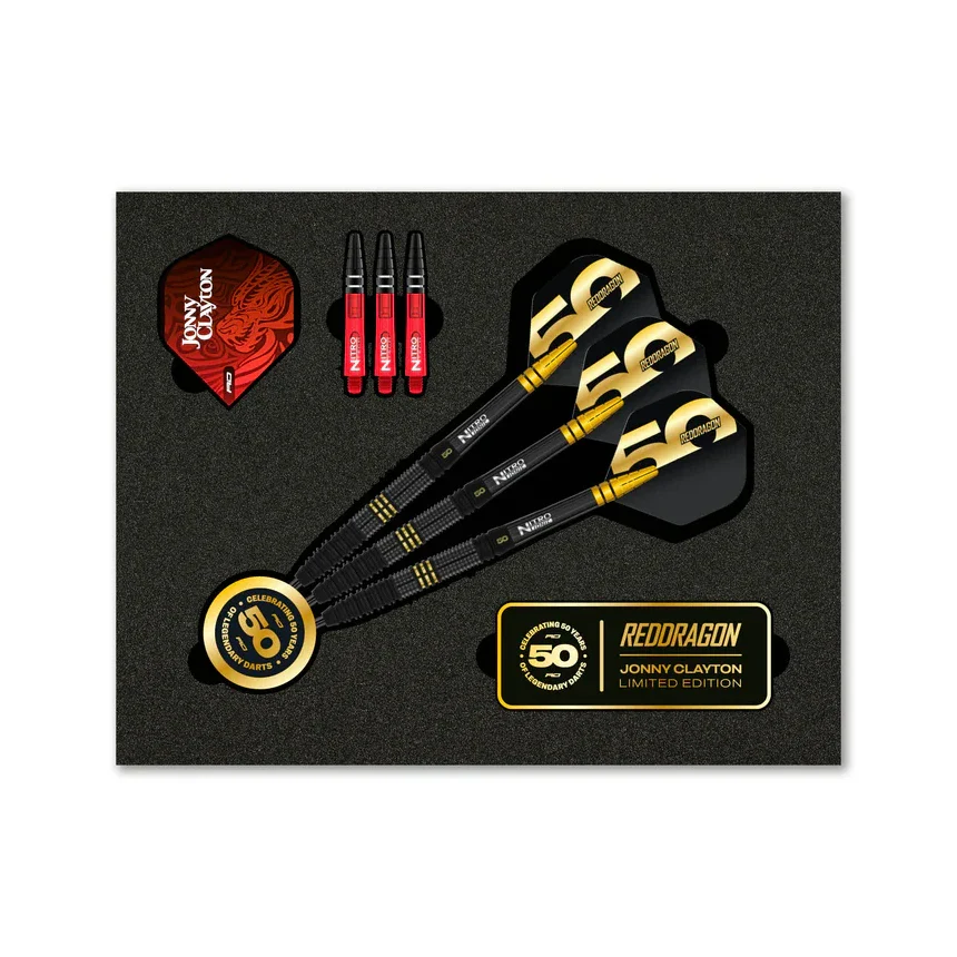 Red Dragon Jonny Clayton 50 Years Player Edition 90% Tungsten Steel Tip Darts 22 grams - Image 3