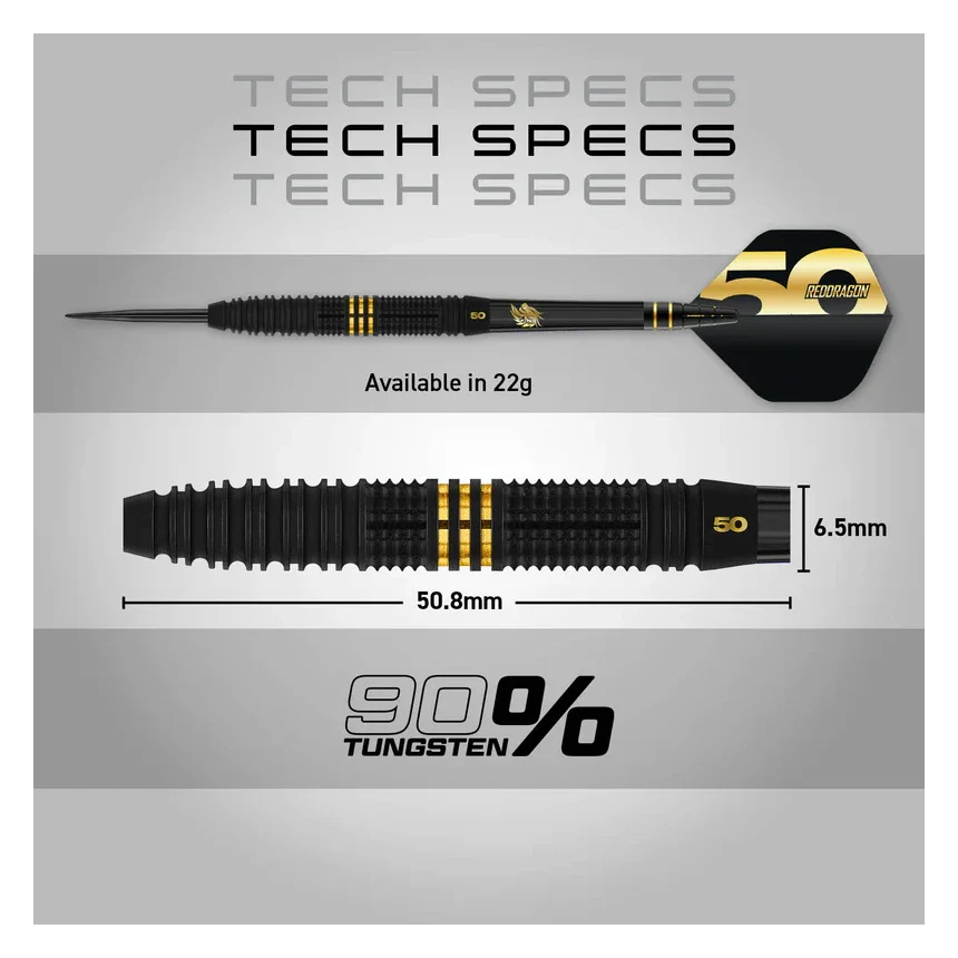 Red Dragon Jonny Clayton 50 Years Player Edition 90% Tungsten Steel Tip Darts 22 grams - Image 7