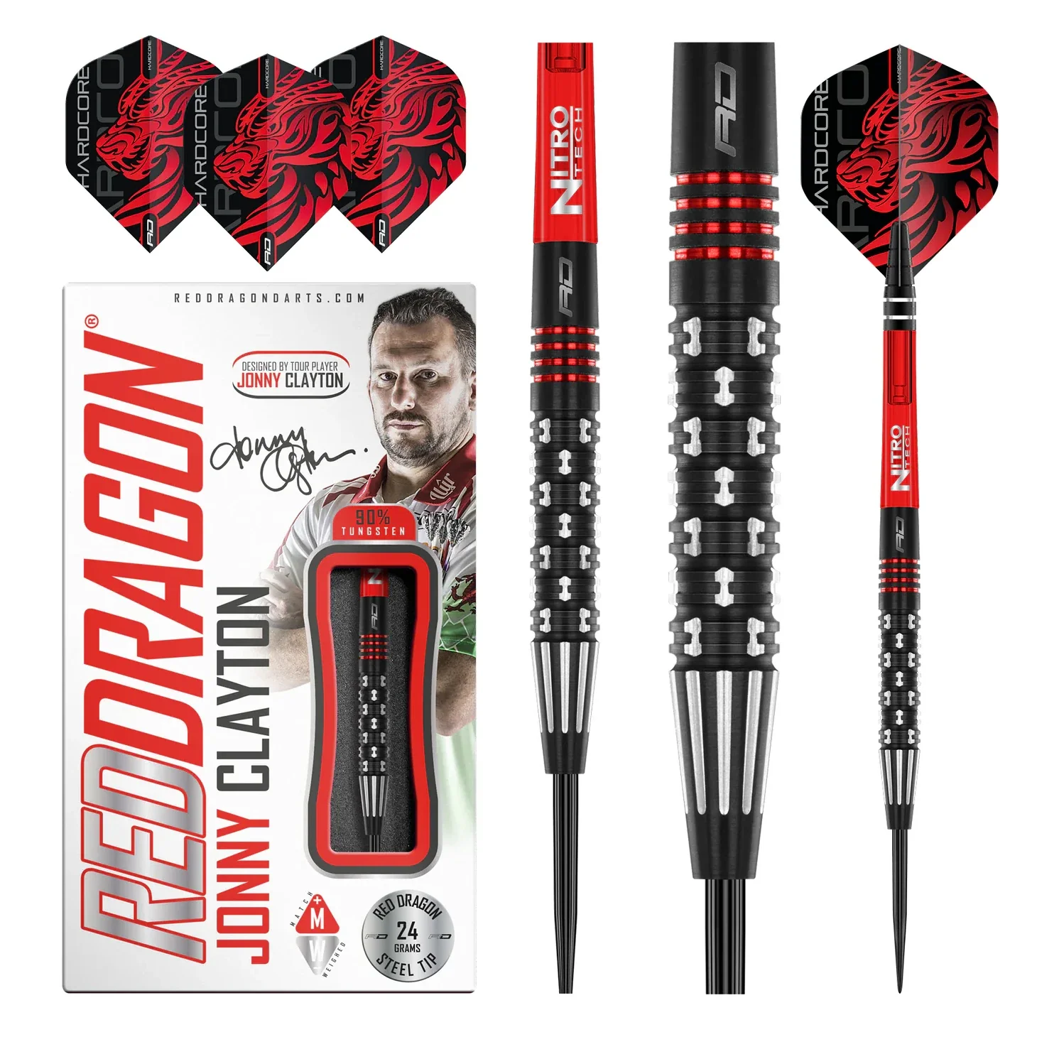 Red Dragon Jonny Clayton Premier League SE 90% Tungsten Steel Tip Darts 22 grams - Image 5