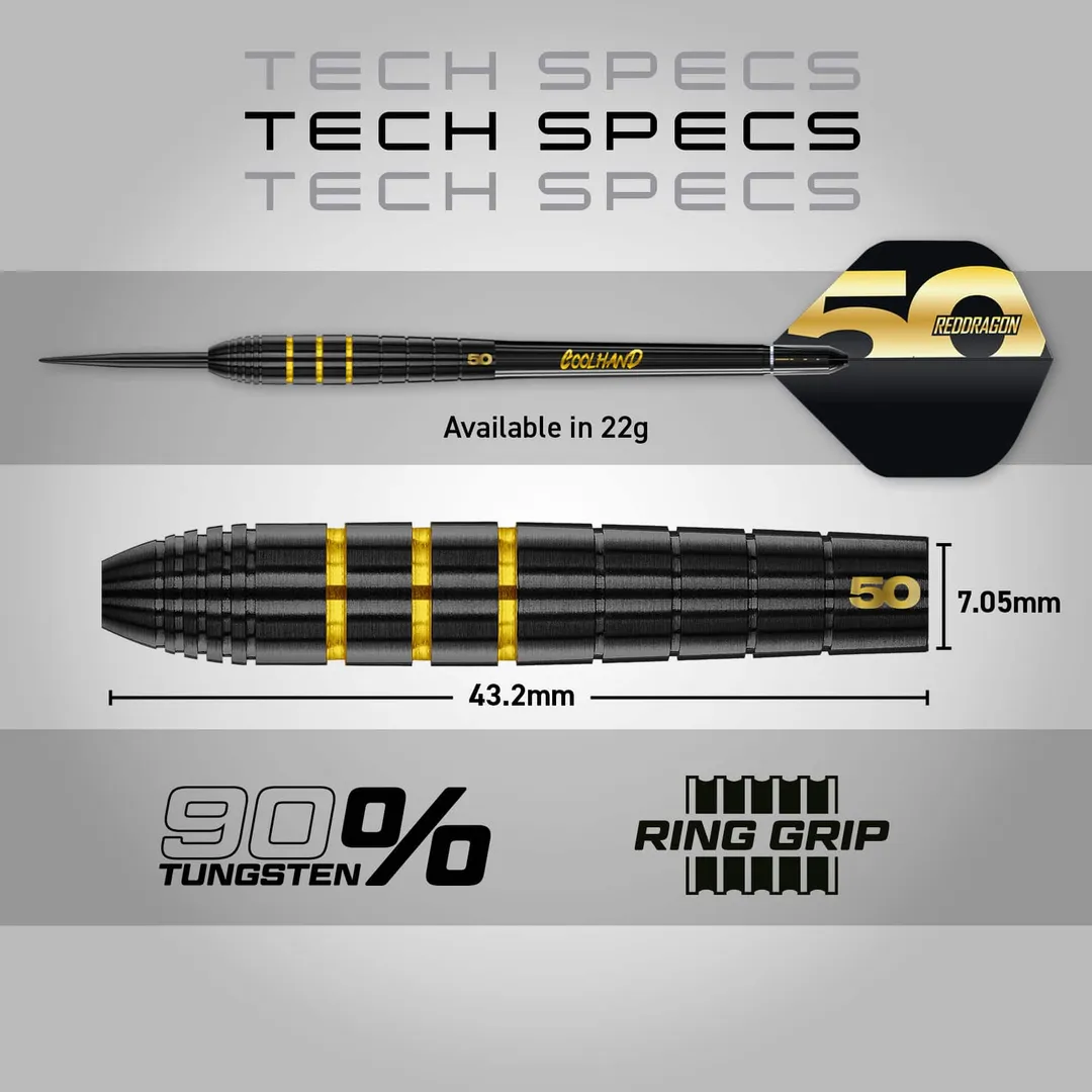 Red Dragon Luke Humphries 50 Years Player Edition 90% Tungsten Steel Tip Darts 22 grams - Image 3
