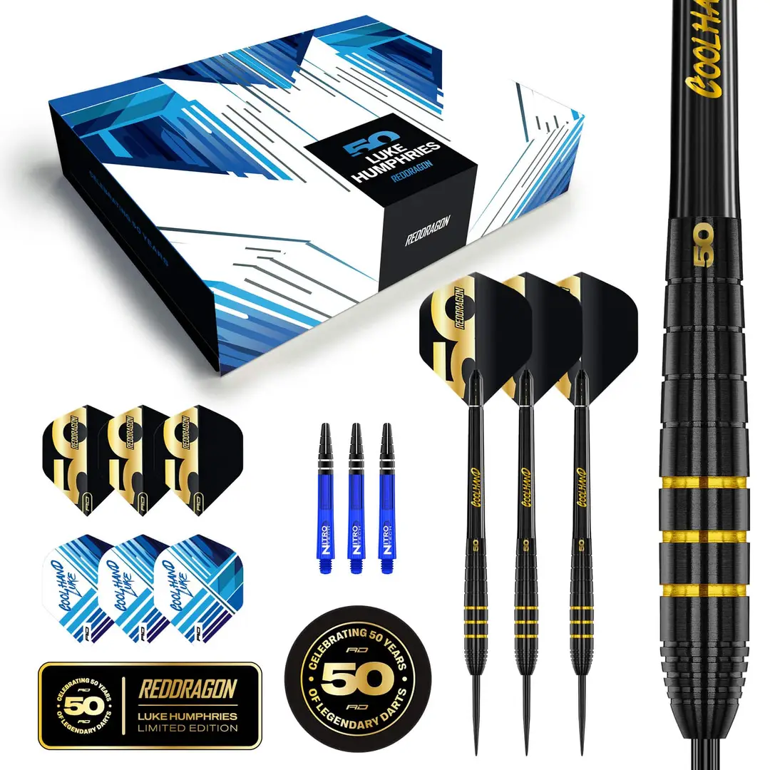 Red Dragon Luke Humphries 50 Years Player Edition 90% Tungsten Steel Tip Darts 22 grams - Image 7