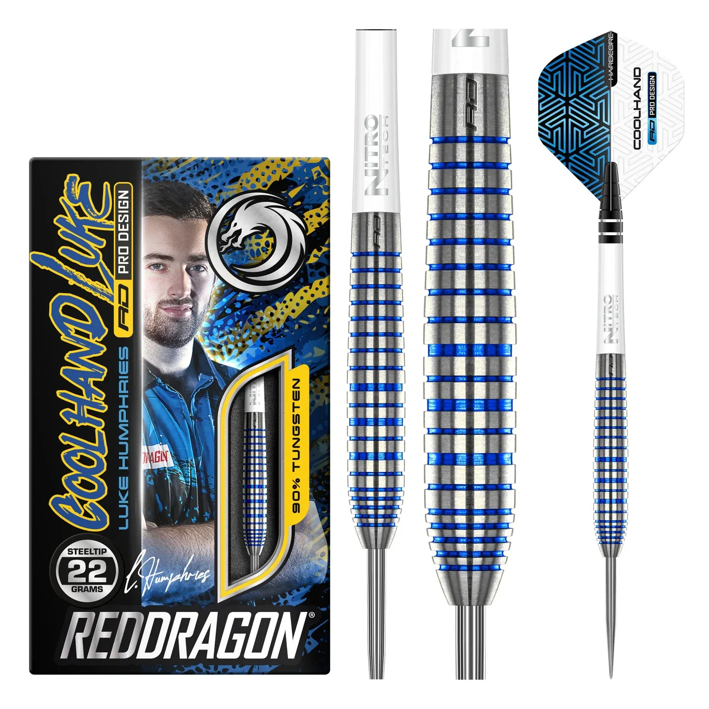 Red Dragon Luke Humphries - TX3 Cool Blue SE 90% Tungsten Steel Tip Darts 22 grams - Image 5
