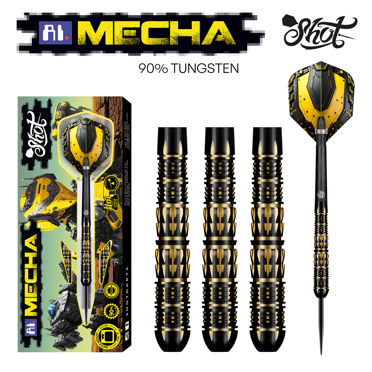 Shot AI Mecha Steel Tip Dart Set 90% Tungsten Barrels 24g - Image 2