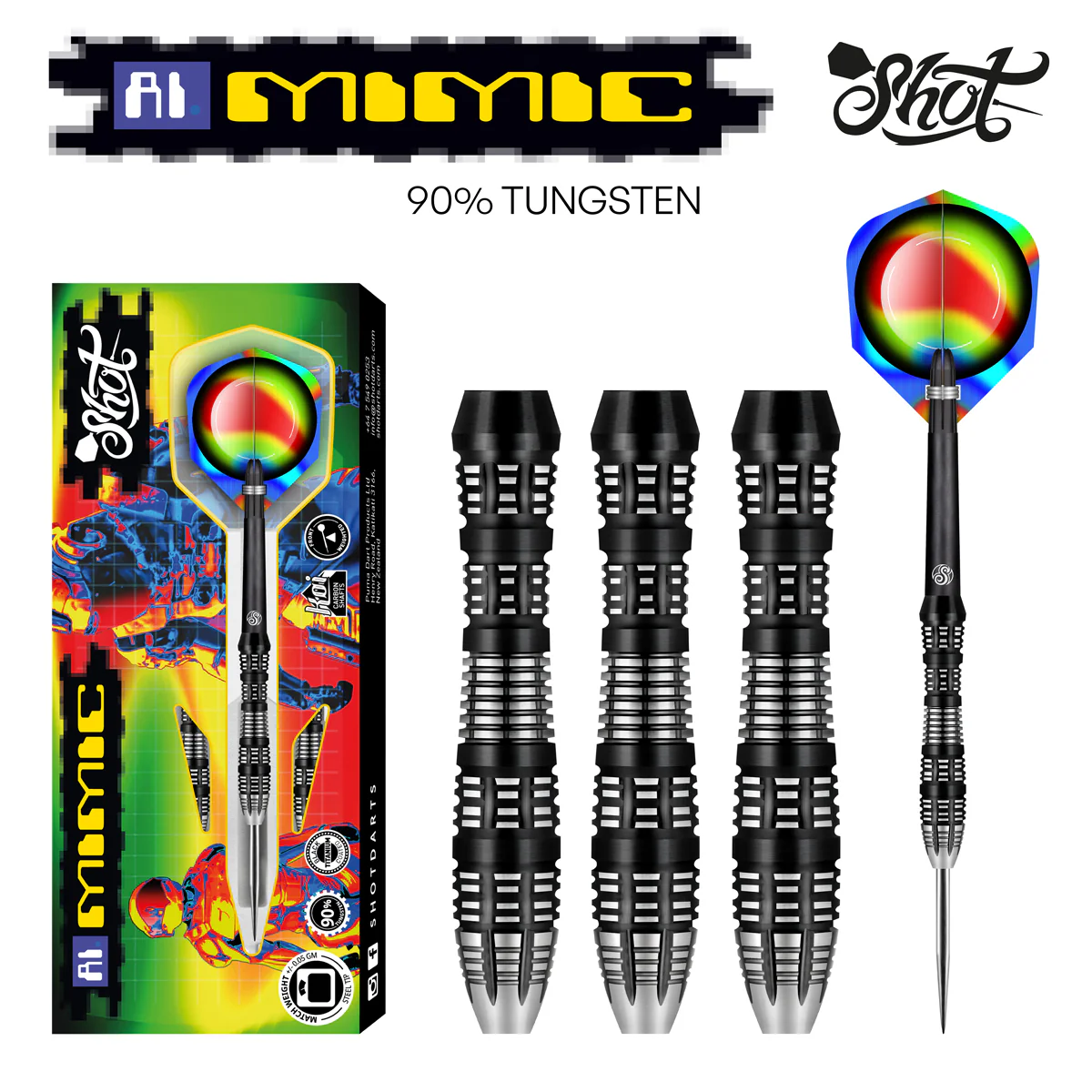 Shot AI Mimic Steel Tip Dart Set 90% Tungsten Barrels 24g - Image 2