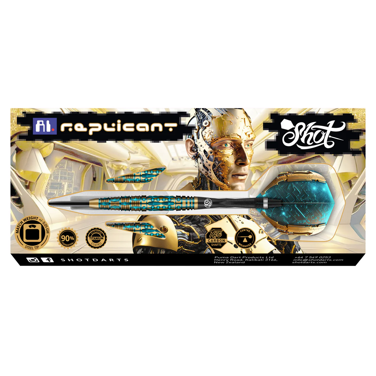 Shot AI Replicant Steel Tip Dart Set 90% Tungsten Barrels 23g - Image 5