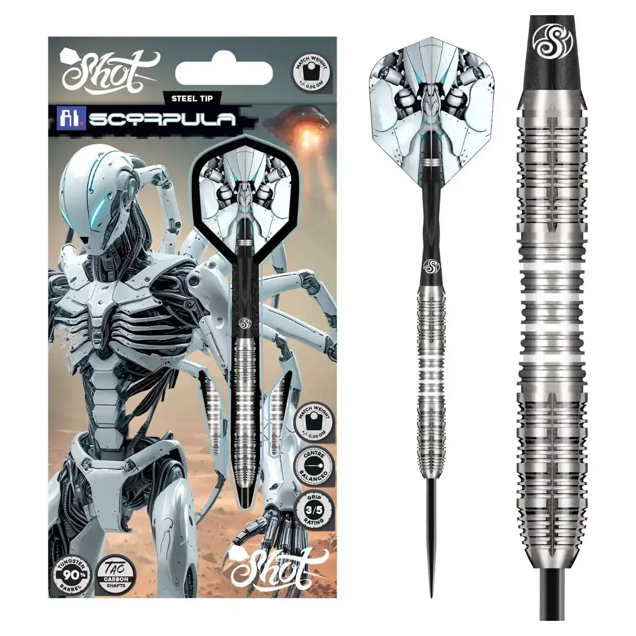Shot AI Scorpula 90% Tungsten Steel Tip Darts - 25g - Image 7