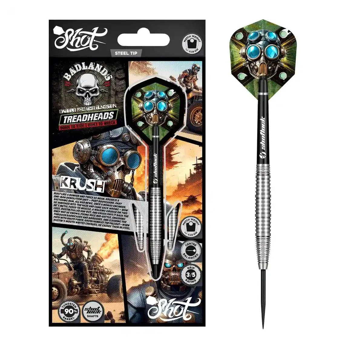 Shot Badlands Krush Steel Tip Darts 90% Tungsten Barrels - 26g - Image 5