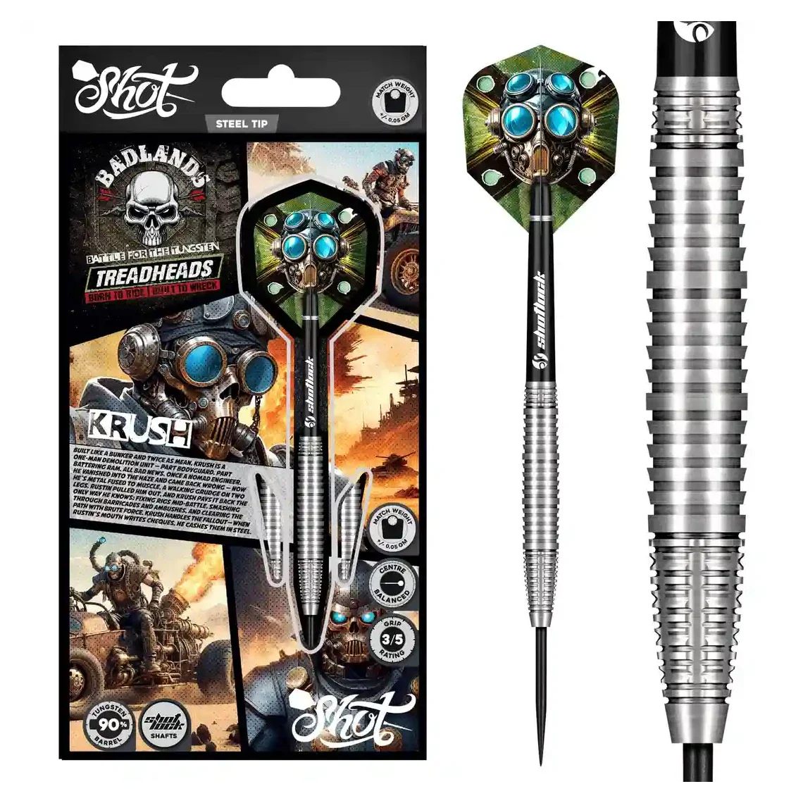 Shot Badlands Krush Steel Tip Darts 90% Tungsten Barrels - 26g - Image 6