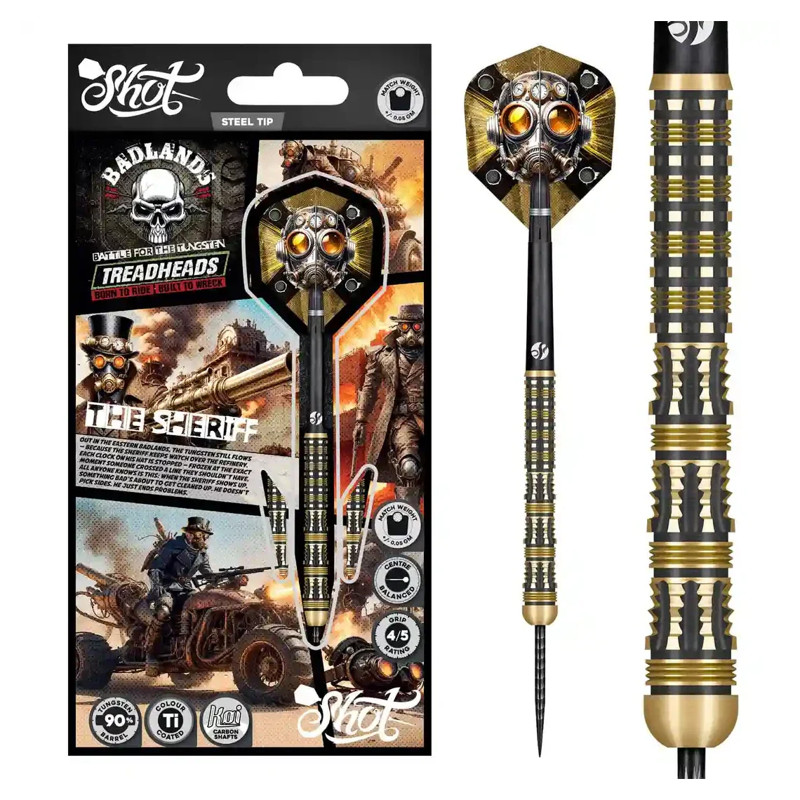 Shot Badlands The Sheriff Steel Tip Darts 90% Tungsten Barrels - 23g - Image 6