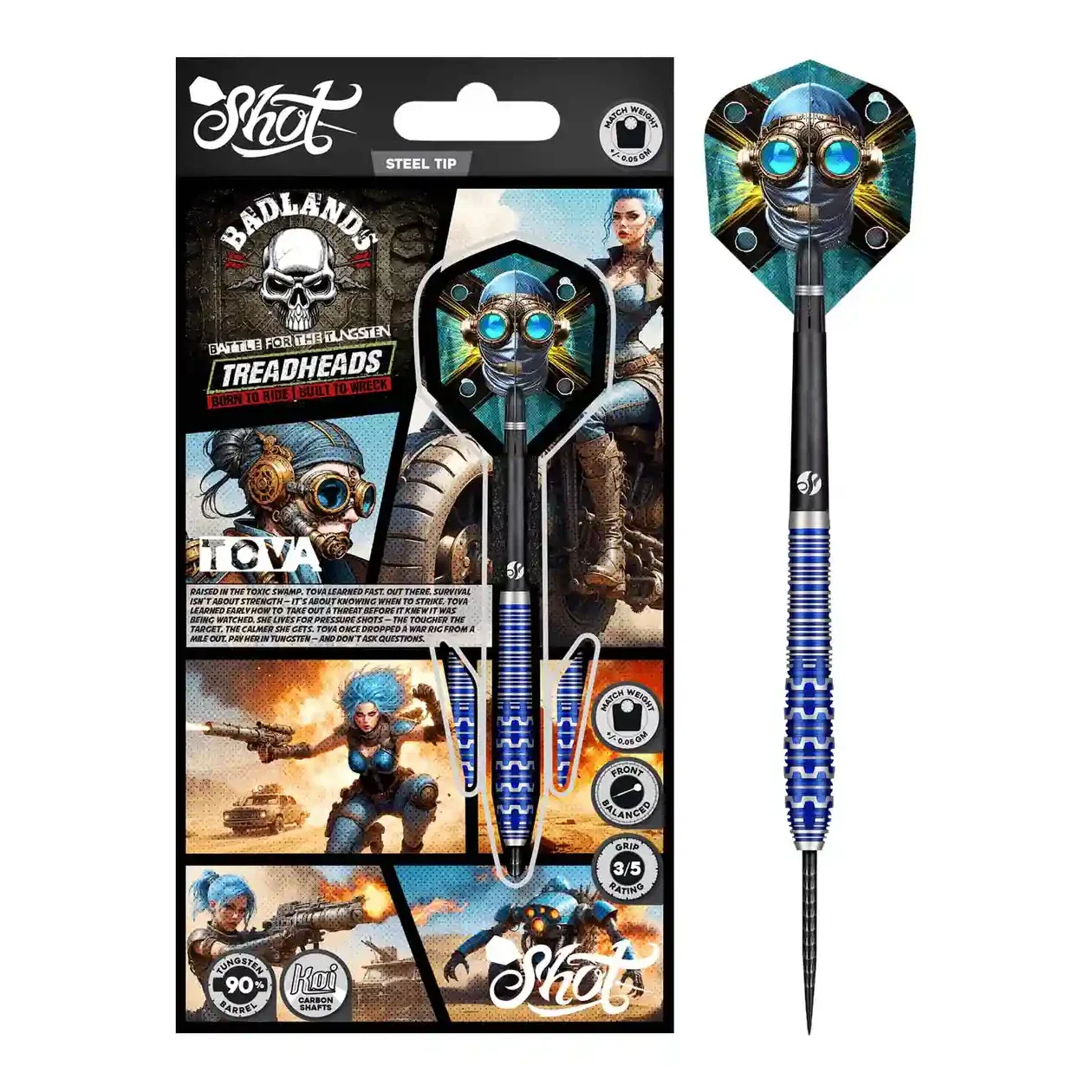 Shot Badlands Tova Steel Tip Darts 90% Tungsten Barrels - 23g - Image 5