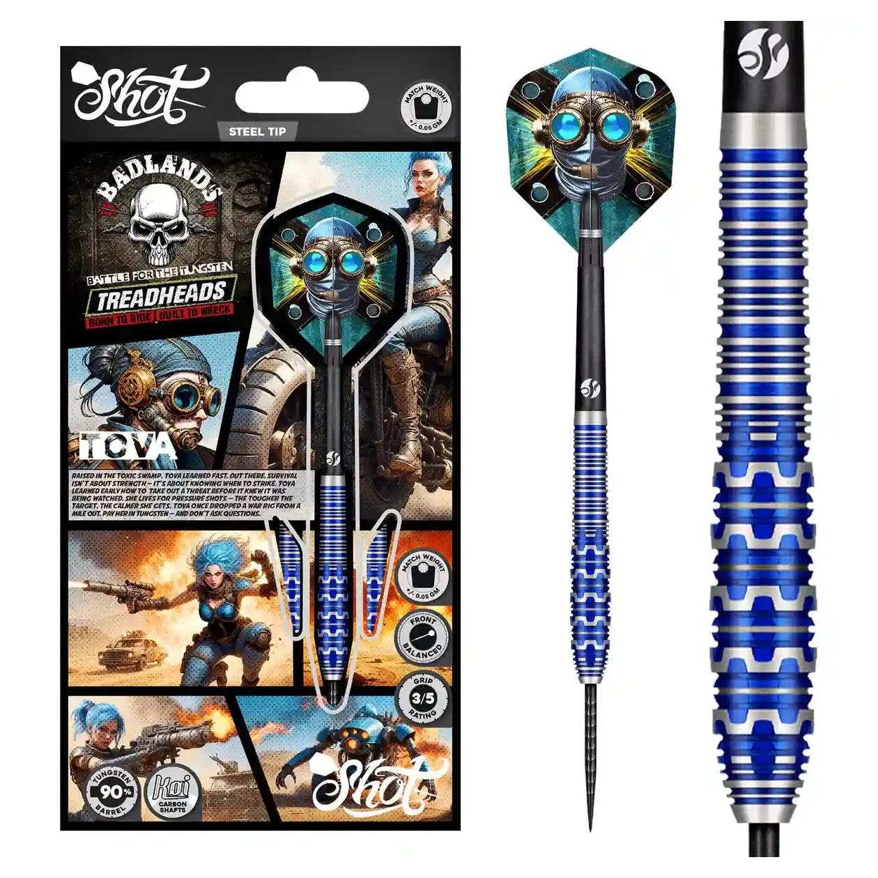 Shot Badlands Tova Steel Tip Darts 90% Tungsten Barrels - 23g - Image 6