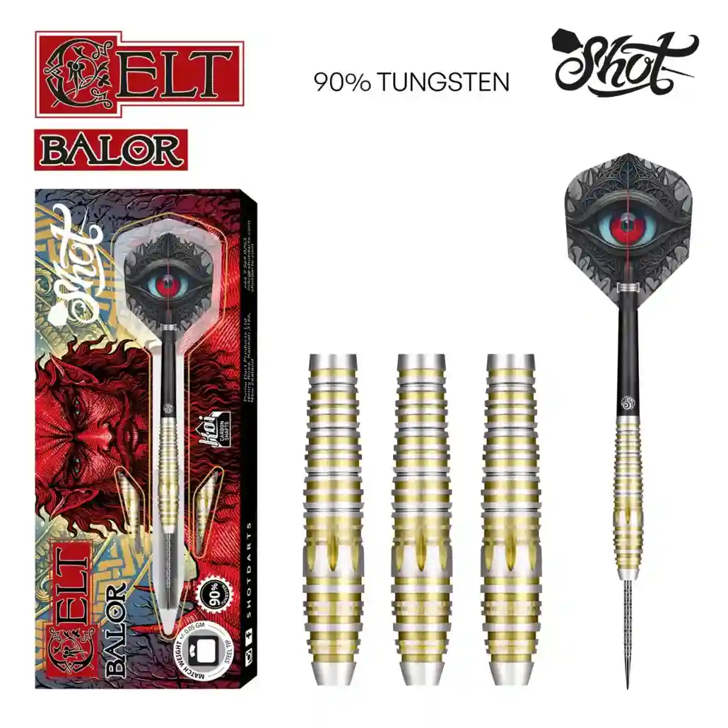 Shot Celt Balor Steel Tip Dart Set - 90% Tungsten Barrels 22g - Image 4