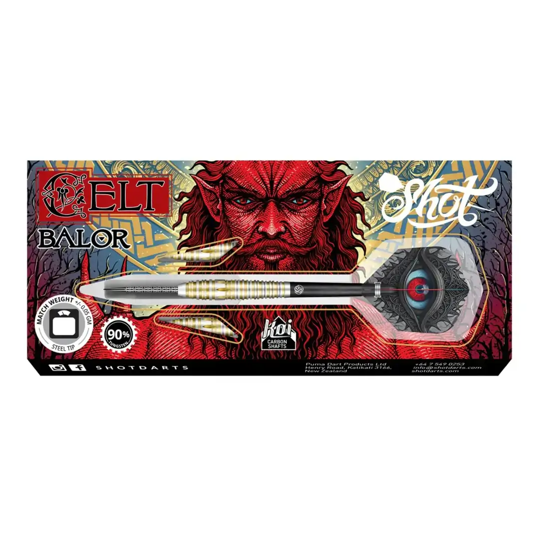 Shot Celt Balor Steel Tip Dart Set - 90% Tungsten Barrels 22g - Image 5