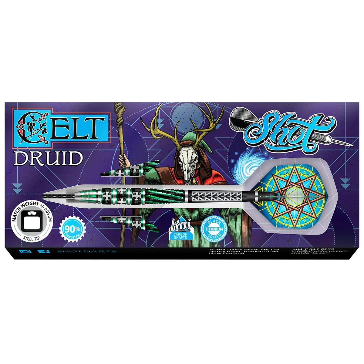 Shot Celt Druid 23g 90% Tungsten Steel Tip Darts - Image 2