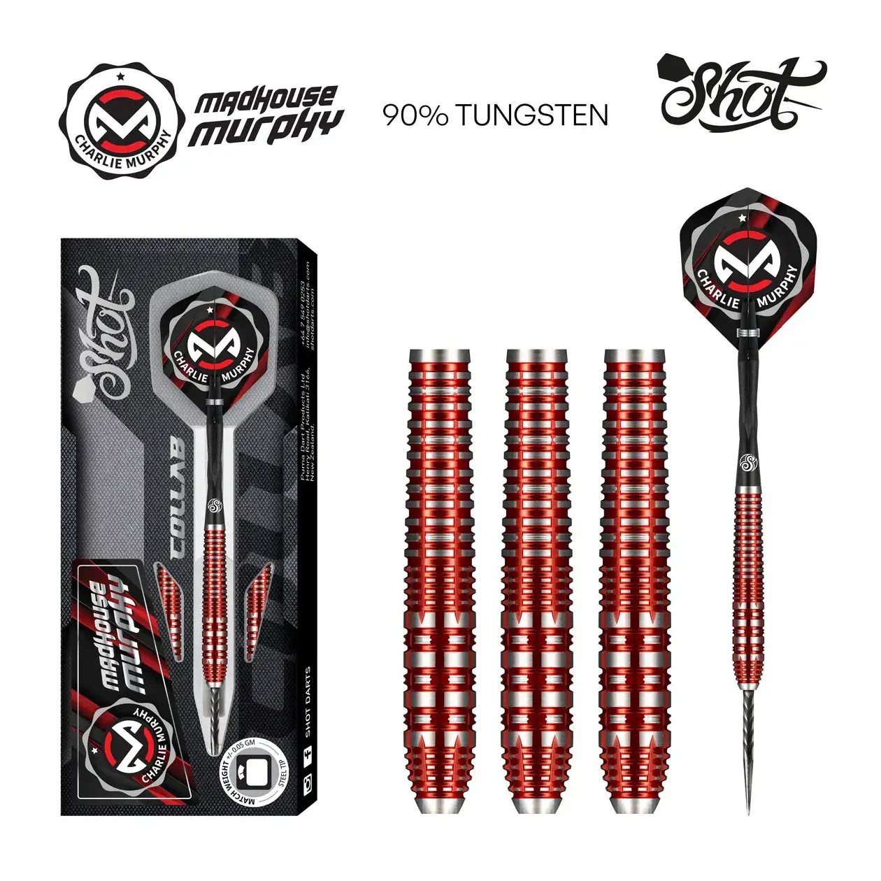 Shot Collab Charlie Murphy Steel Tip Dart Set 90% Tungsten Barrels - 23g - Image 5