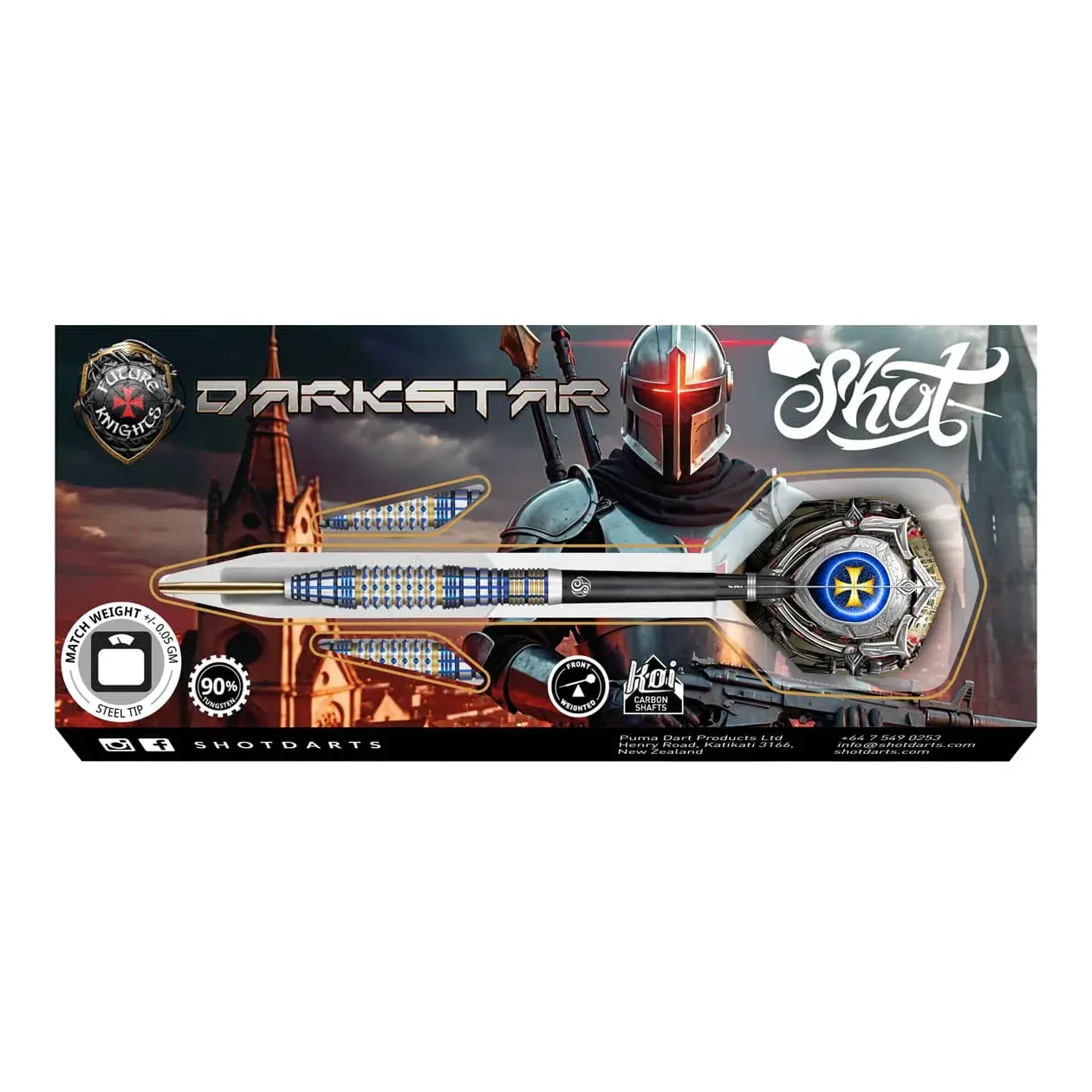 Shot Future Knights Darkstar Steel Tip Dart Set - 90% Tungsten - 23g - Image 5