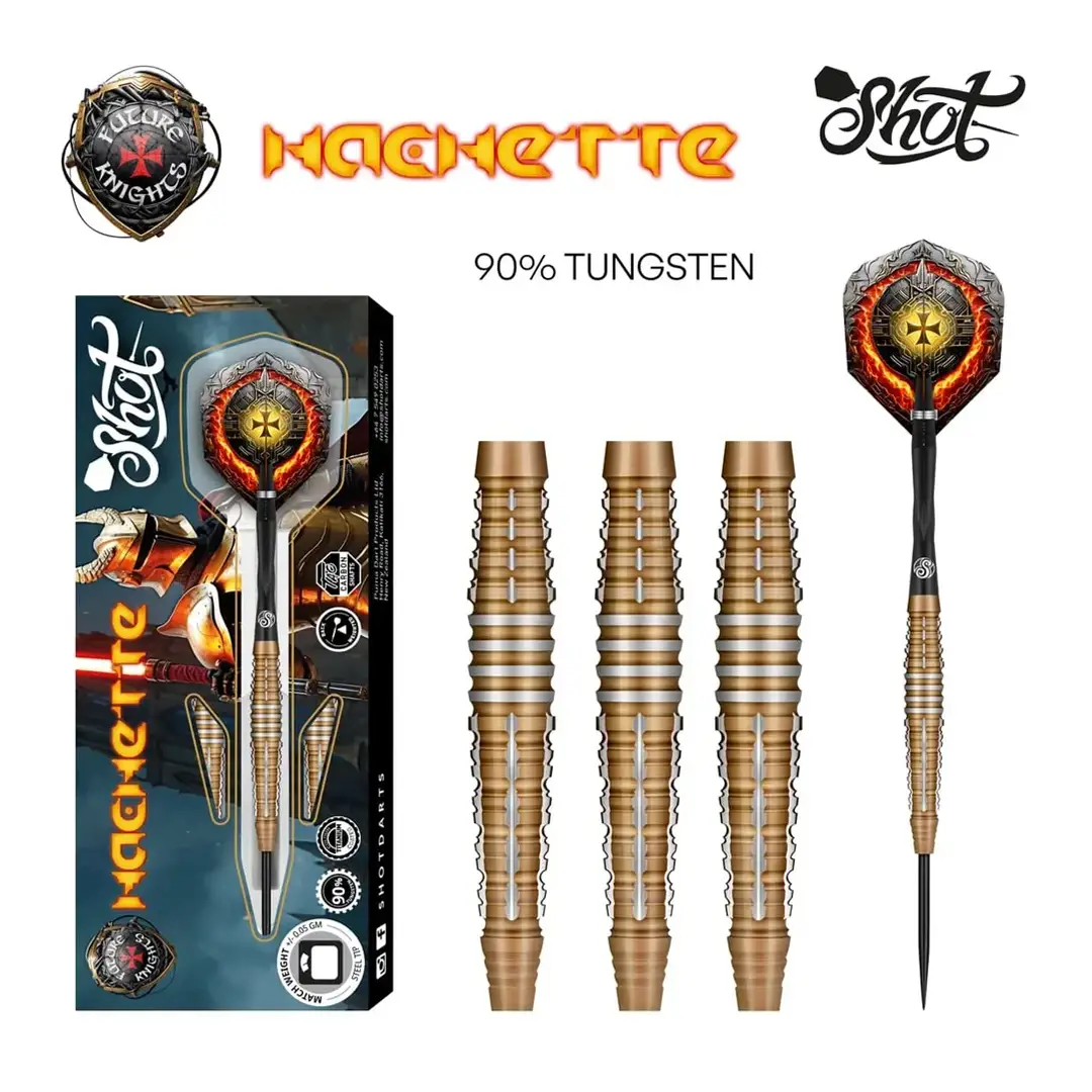 Shot Future Knights Hachette Steel Tip Dart Set - 90% Tungsten - 23g - Image 4