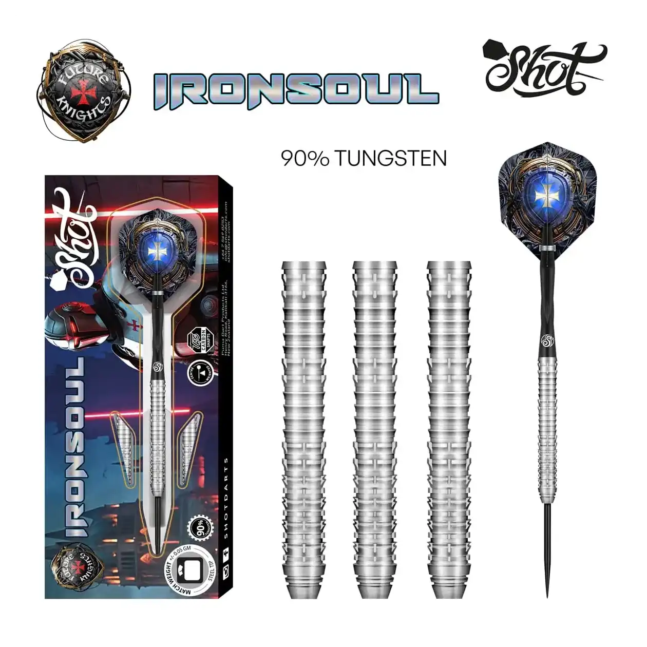 Shot Future Knights Ironsoul Steel Tip Dart Set - 90% Tungsten - 23g - Image 4